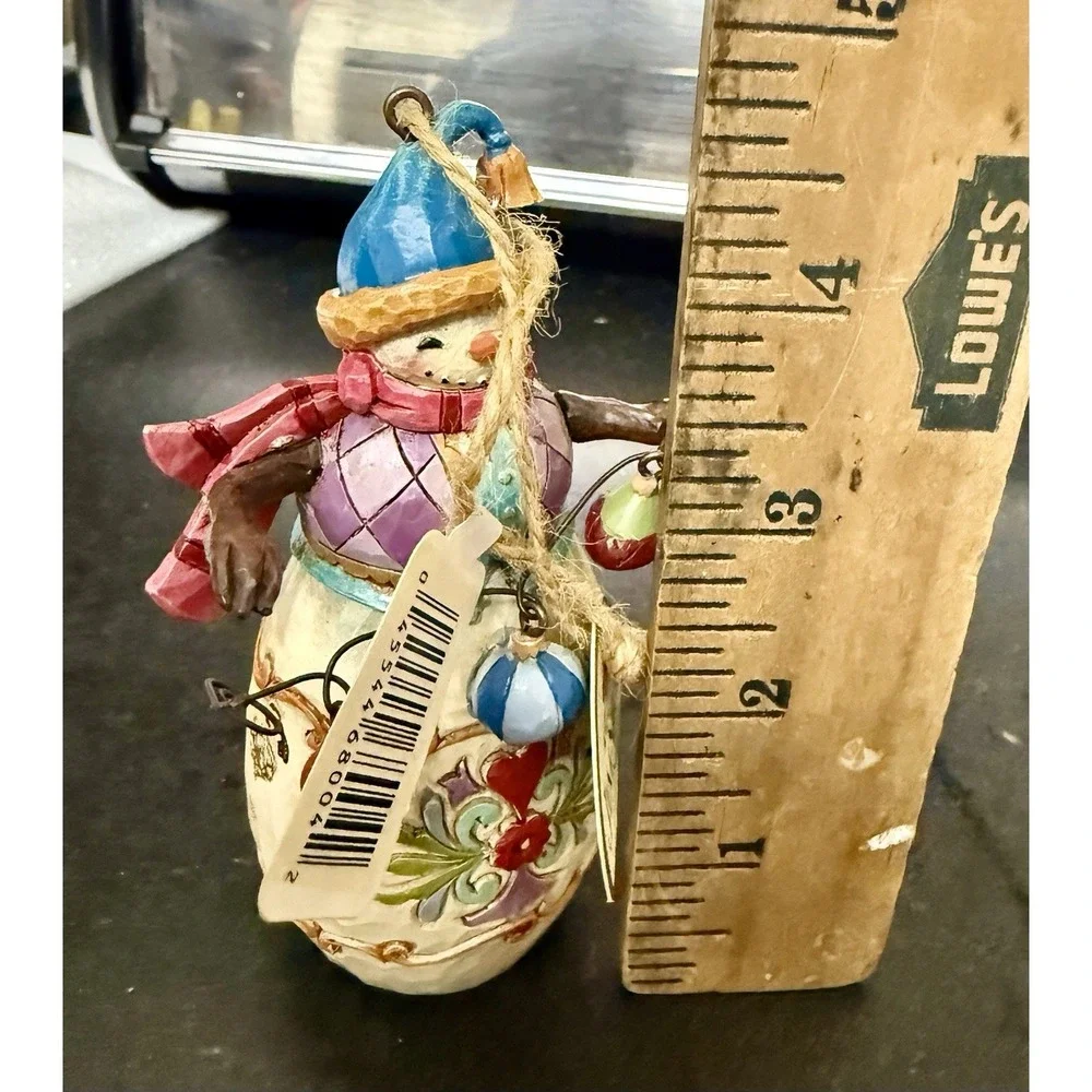 Jim Shore Heartwood Creek Snow Man w/ Broom Ornament